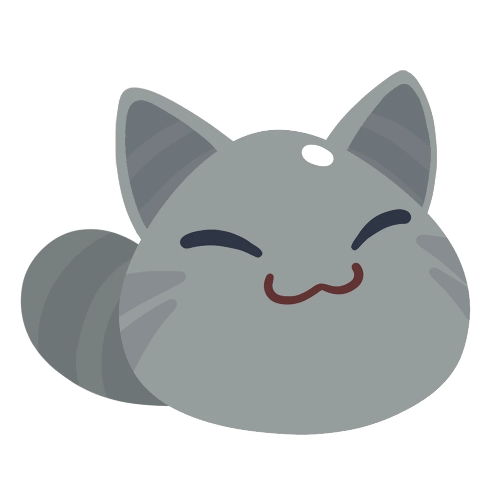 Cute tabby slime from Slime Rancher, smiling slyly - a prime example of remarkable video game cats.
